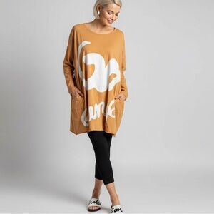 RUNDHOLZ BLACK LABEL “GO Orange” Cotton Oversized T-Shirt Dress Sz Medium